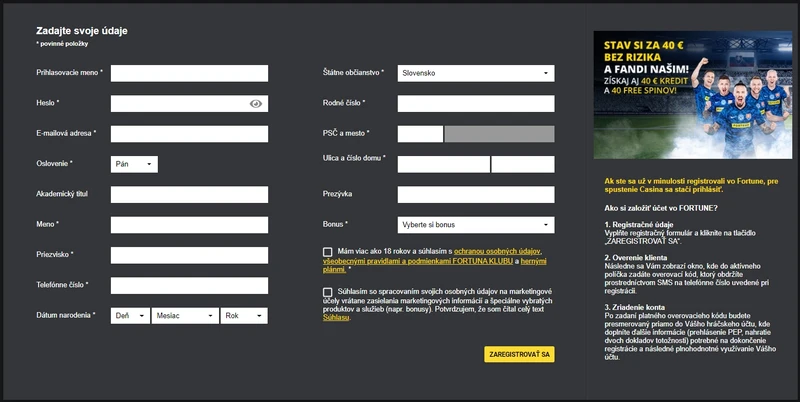 iFortuna casino registracia