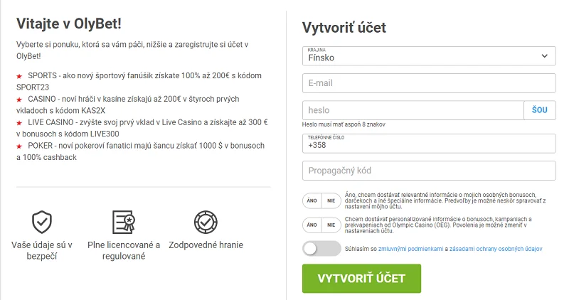 Olybet prihlasenie